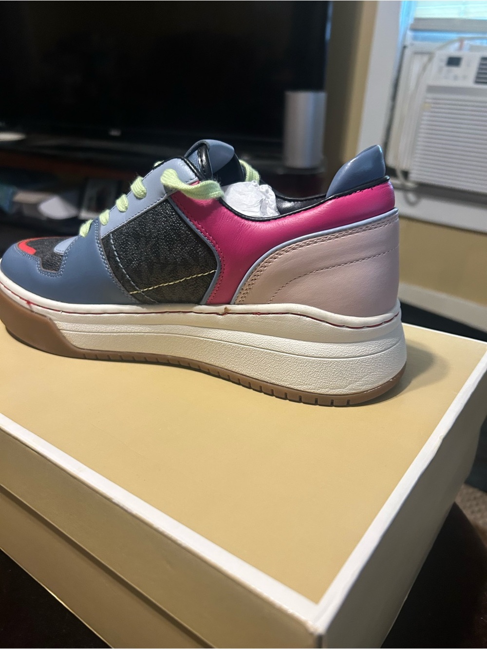 Michael Kors Multi-Color Platform Sneaker with Pink and Blue Accents